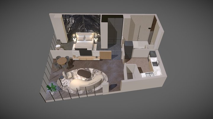 Zameen Vault _  One Bed Apartment (Type -A ) 3D Model