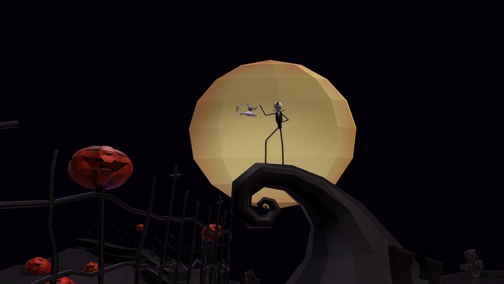 Diorama Nightmare Before Christmas - BarbaraG 3D Model