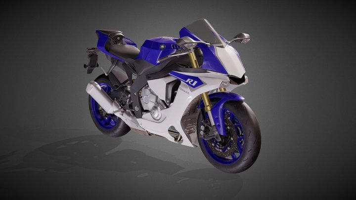 Yamaha R1 Supersport Motorcycle 3D Model