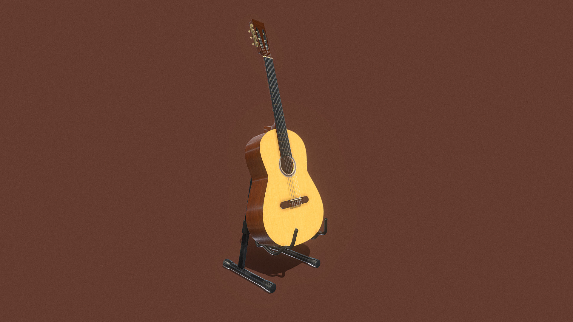 3D model Classic Guitar - This is a 3D model of the Classic Guitar. The 3D model is about a guitar on a stand.