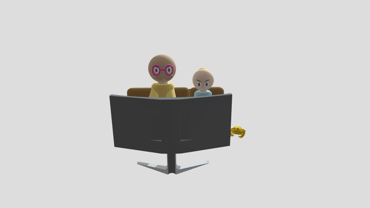 Father And Daughter Night+frog 3D Model