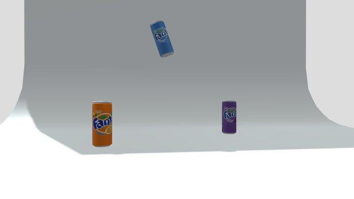 3-Pack Fanta Cans 3D Model