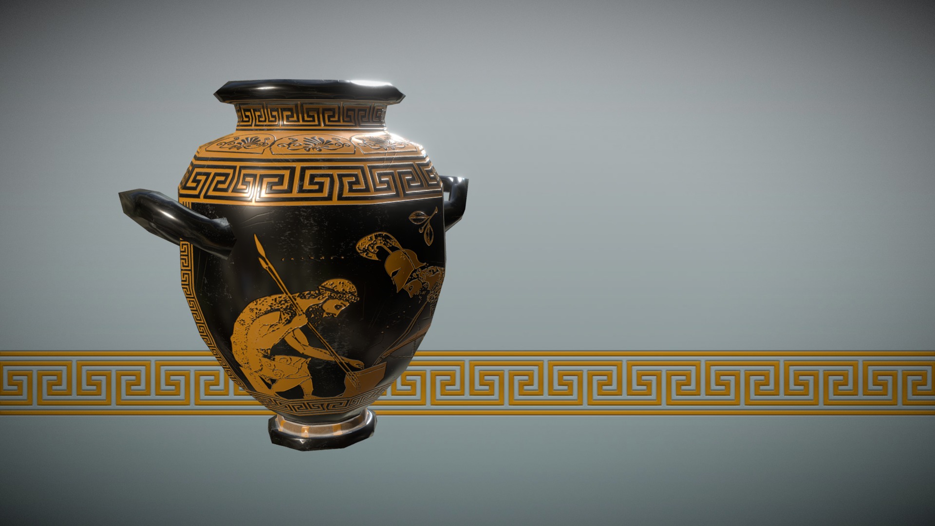 3D model Greek Pottery – Stamnos - This is a 3D model of the Greek Pottery - Stamnos. The 3D model is about a couple of vases with a bird on the front.