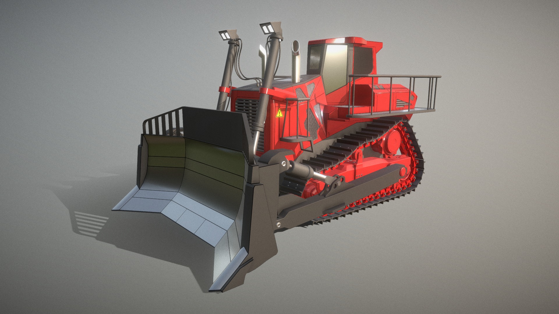 3D model Bulldozer High-Poly – Planierraupe (Not Rigged) - This is a 3D model of the Bulldozer High-Poly - Planierraupe (Not Rigged). The 3D model is about a machine on the white cover.