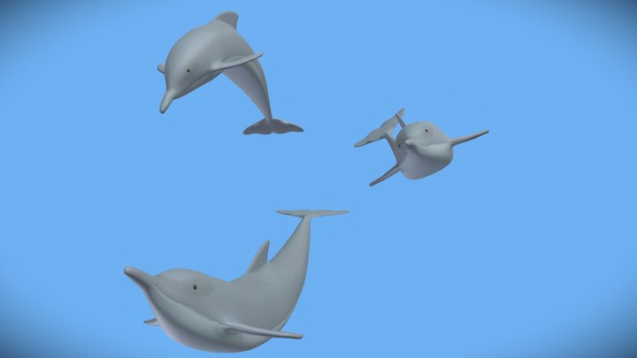 Cartoon Dolphins 3D Model