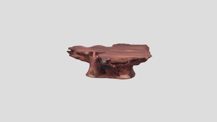 Large wooden coffee table with organic shape 3D Model