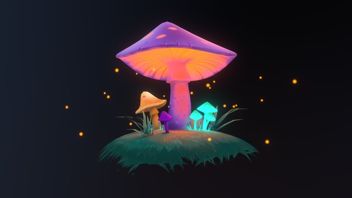 Stylized mushrooms 3D Model