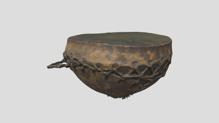 Central African Drum on Clay Pot 2 3D Model