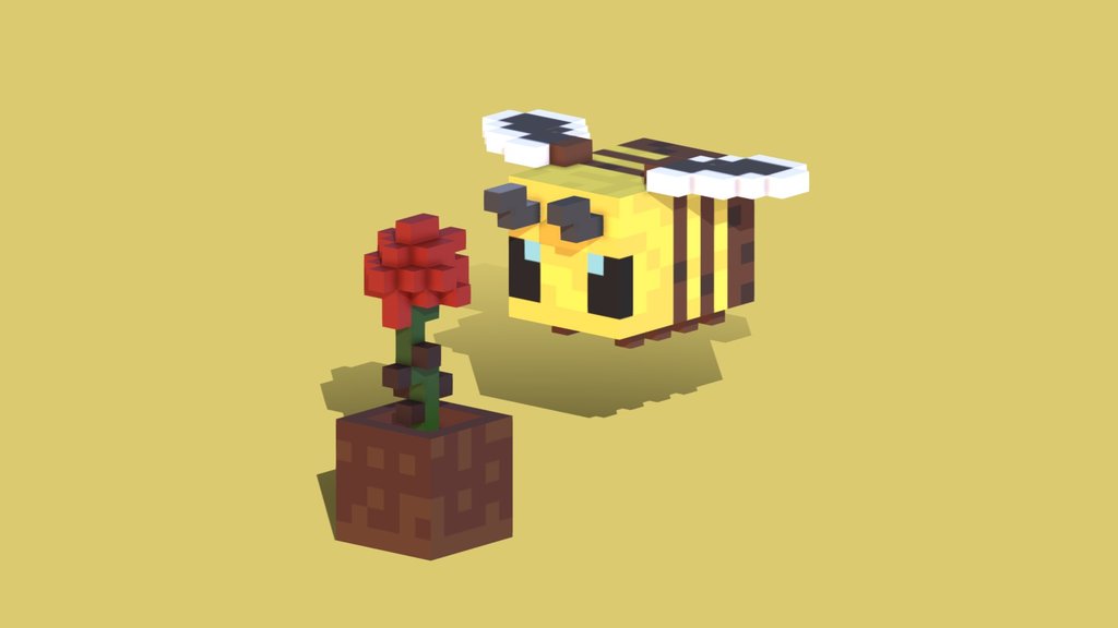 MINECRAFT BEE WITH [3D] FLOWER
