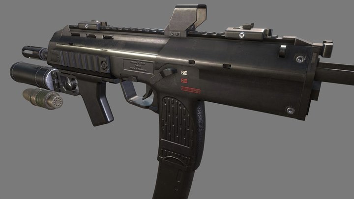 Heckler and Koch MP7A2 with GP-25 Launcher 3D Model