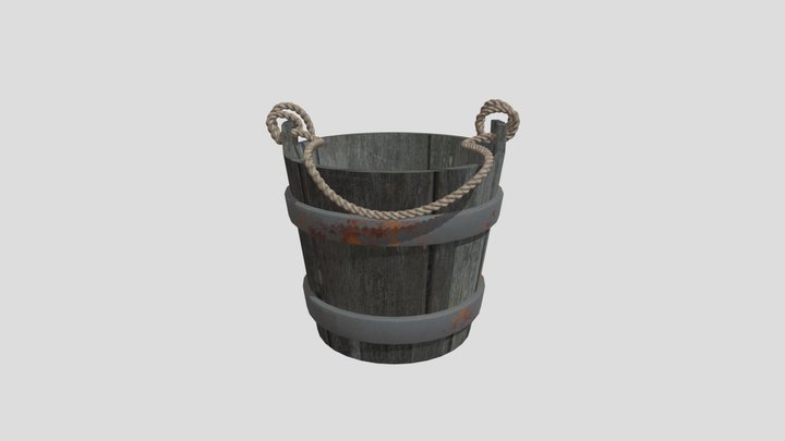 Wooden Bucket 3D Model