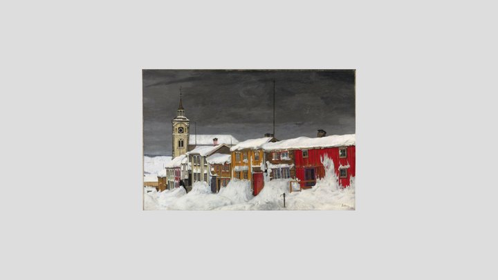 Street in Roros in Winter (1903) | H. Sohlberg 3D Model