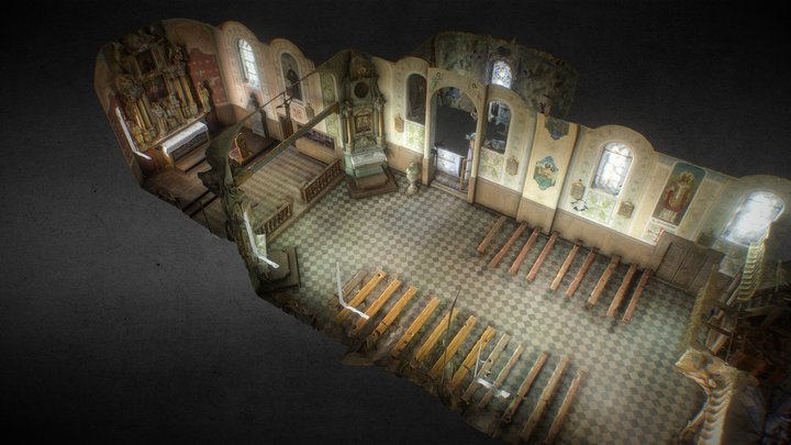 Historic wooden church 3D Model