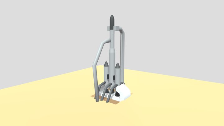 Rocket + lanuch pad 3D Model