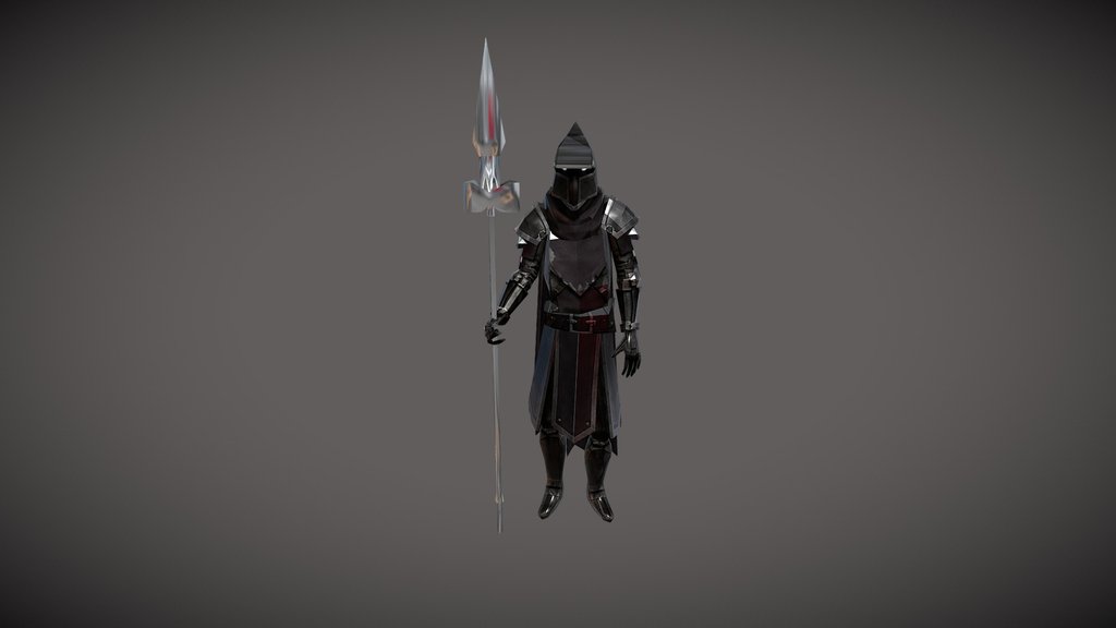 Black Armored Knight Game Ready 3D ModeL