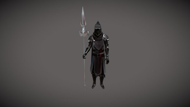 Black Armored Knight Game Ready 3D ModeL