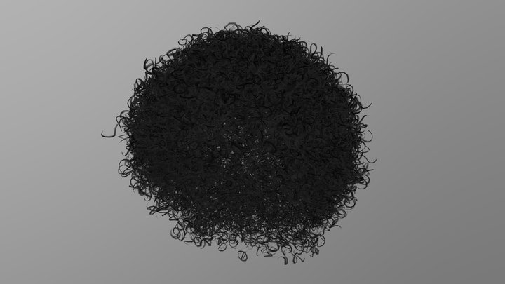 Curly Afro Hair (Black) 3D Model