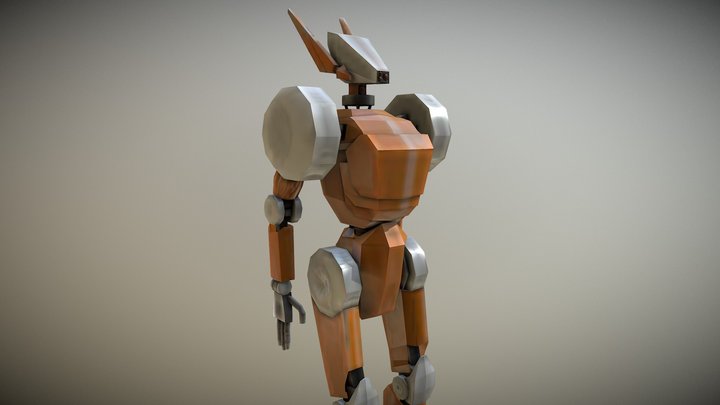 Low Poli Robot 0.4 Painted 3D Model