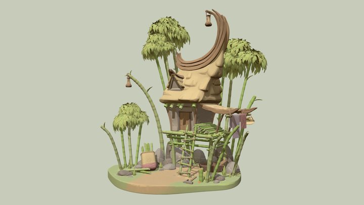 DAE treehouse - Tale of the bamboo cutter 3D Model