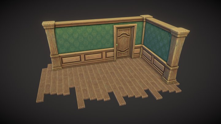 Stylised Victorian Modular Room (Free) 3D Model