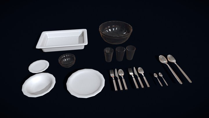 Home tableware set 3D Model