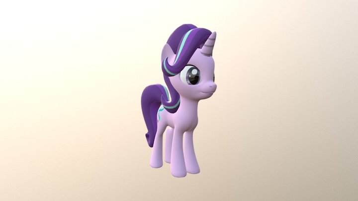 Cute purple pony 3D Model
