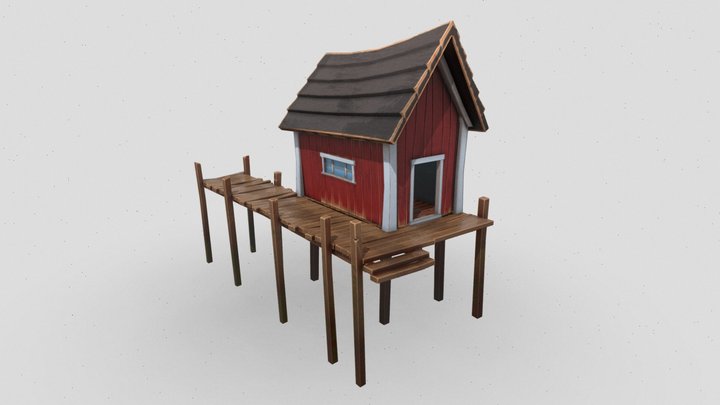 Stylized Boat House 3D Model