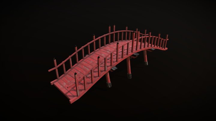 Japanese Wood Bridge 3D Model