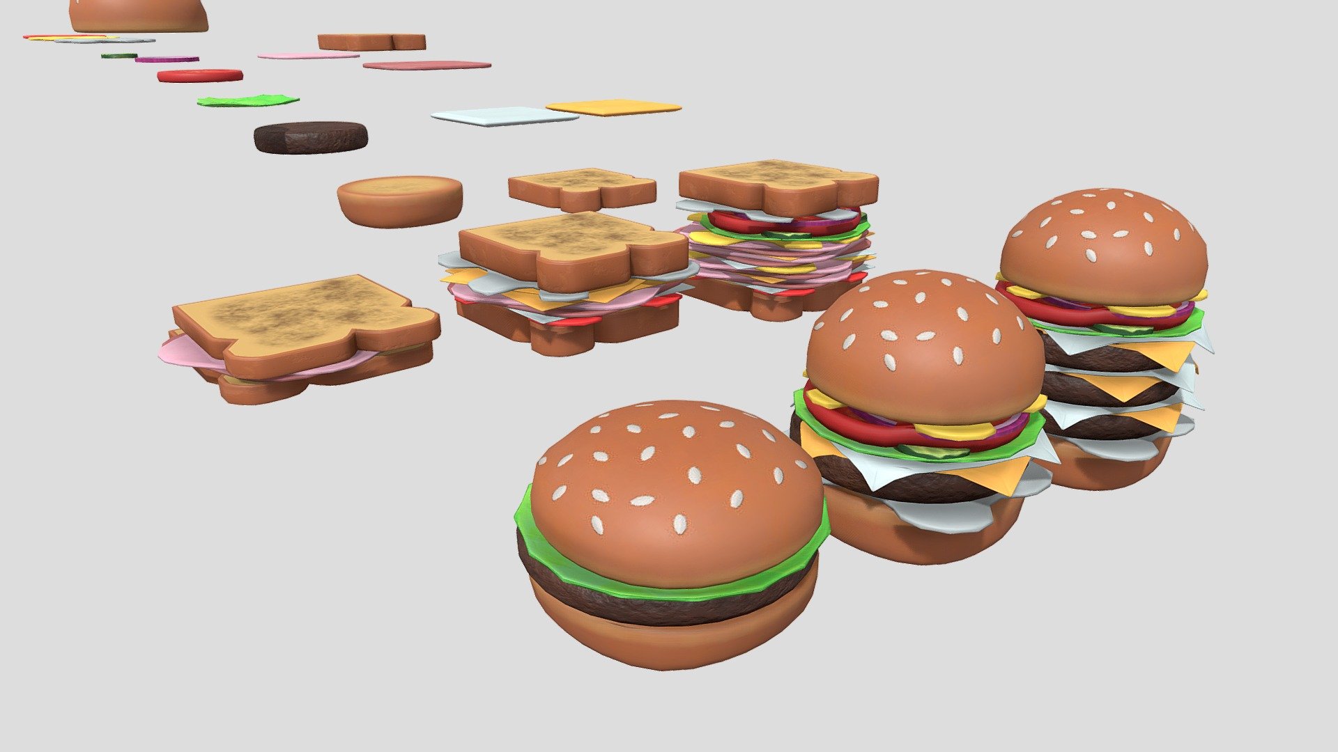 Sandwiches Burgers Asset Kit - 3D model by Morrissey Alexander ...