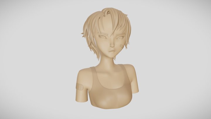 Tattoo Girl Fan Model 3D Model