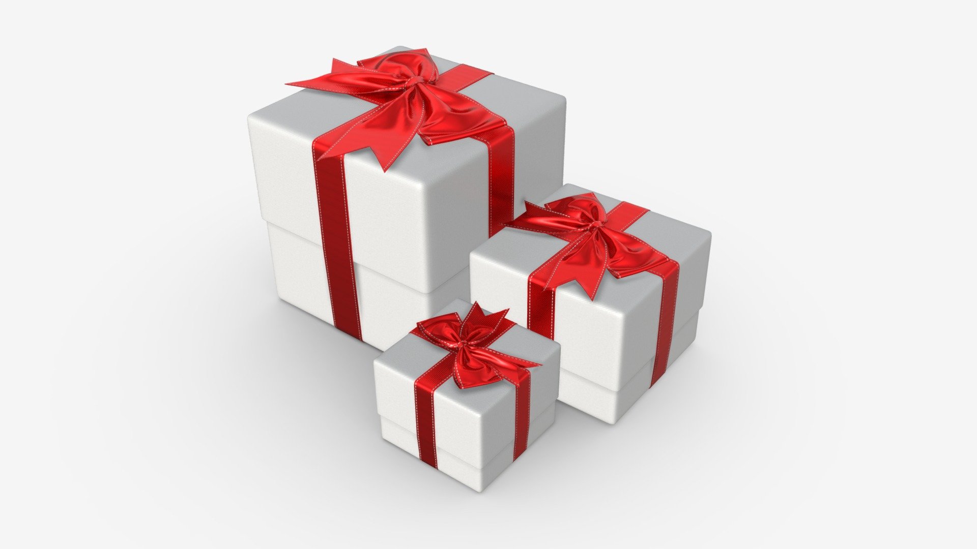 Gift boxes wrapped with bow red white - Buy Royalty Free 3D model by ...