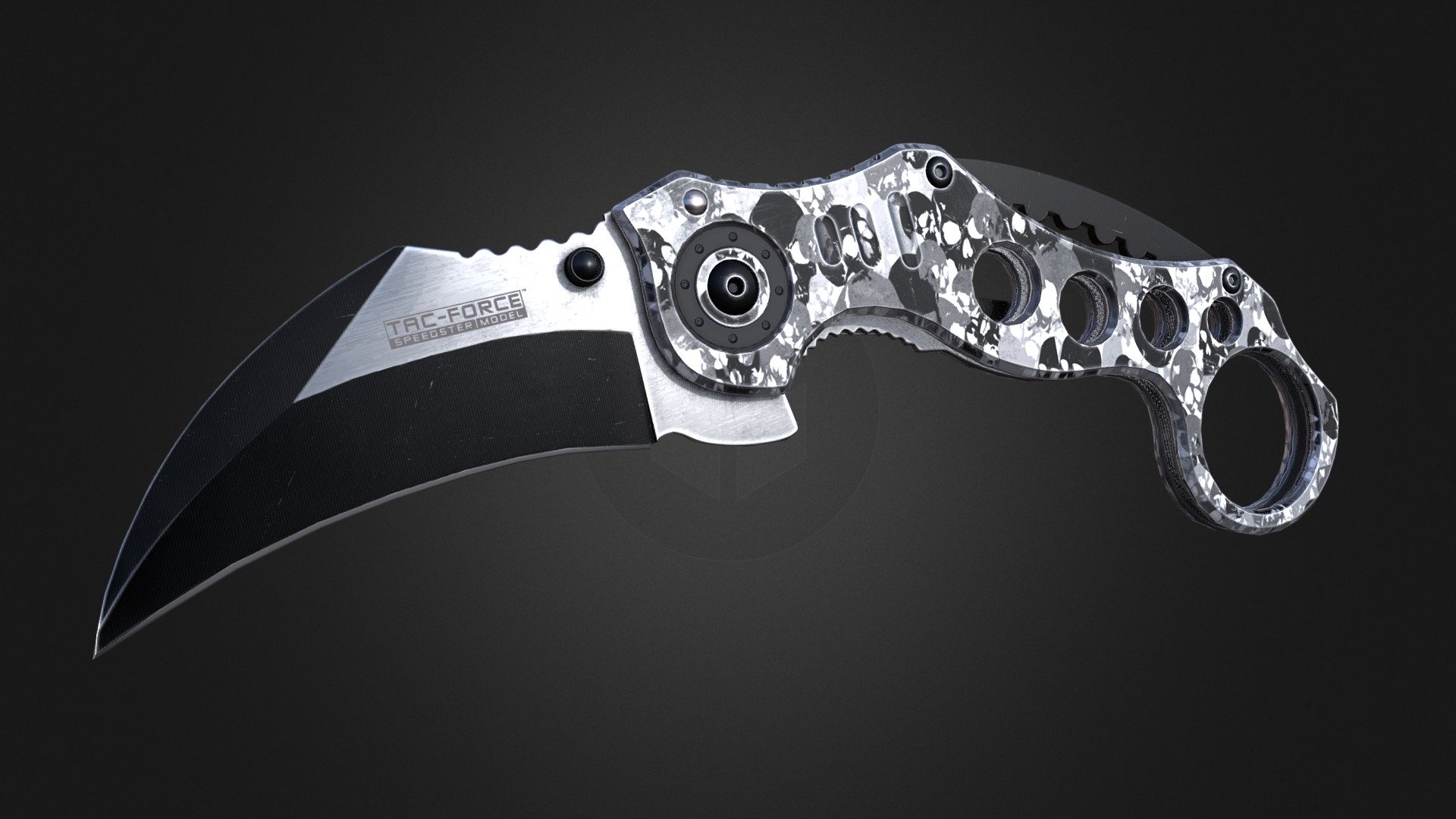 Skull Face skinned Tac Force Knife
