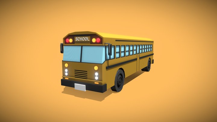 Low Poly American Style School Bus from 80' 3D Model