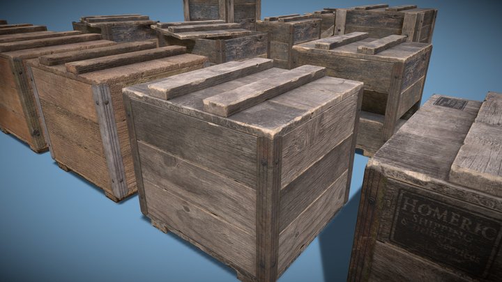Large Box Crate Version A 3D Model
