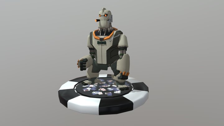 Casino Robot on a Giant Pokerchip 3D Model