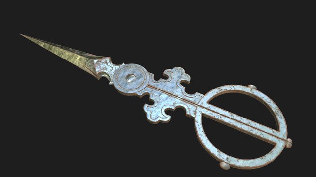 Vintage Worn Scissors 3D Model