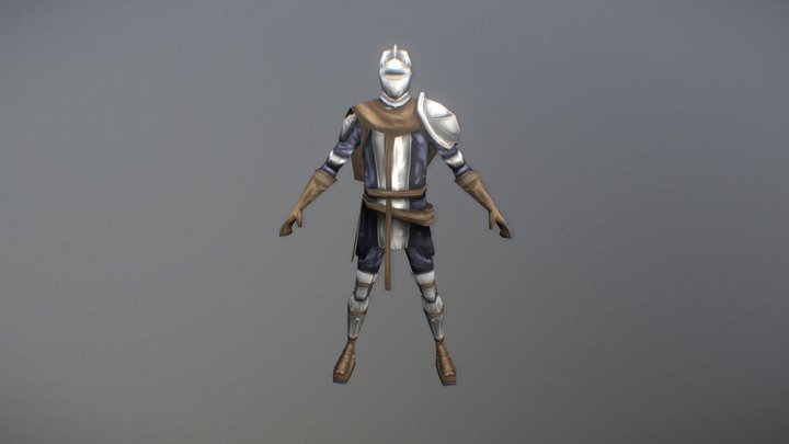 Low Poly Hand Painted Medieval Knight 3D Model