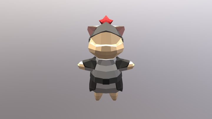 Berserker cat character - low poly 3D Model