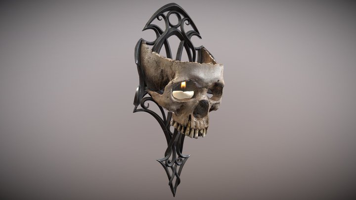 Gothic Skull Wall Sconce 3D Model