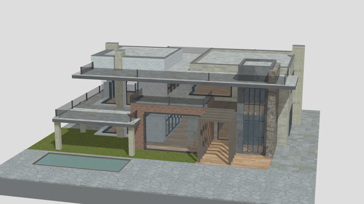 Modern luxury villa house building home by pool