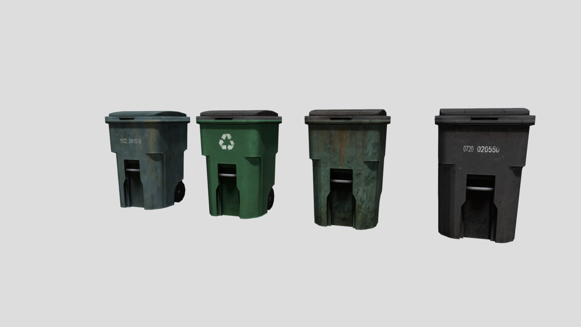 3D model Trashcans - This is a 3D model of the Trashcans. The 3D model is about a group of black and green speakers.