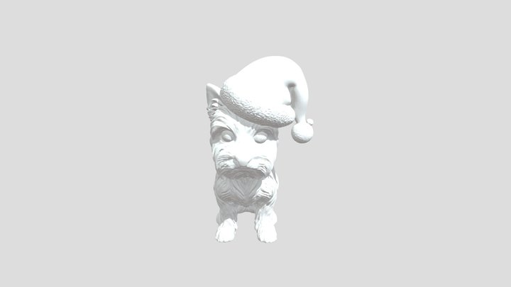 Yorkie in Santa Hat 3D Model