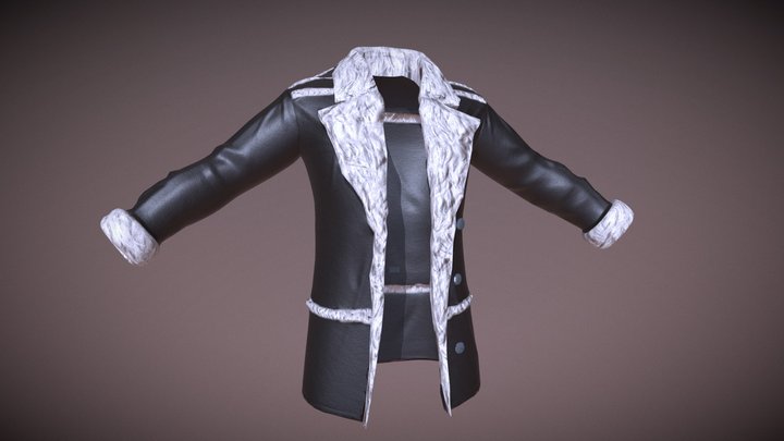 Leather Fur Coat 3D Model