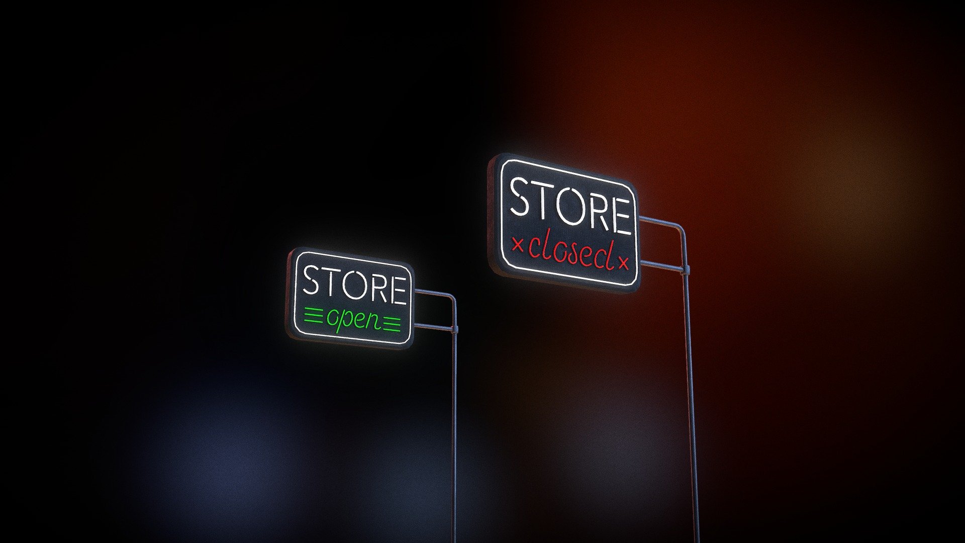 Store front neon sign 3D model by ClearDesigns [9d74826] Sketchfab