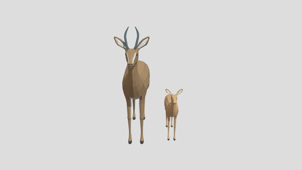 Low Poly Cartoon Arabian Gazelle