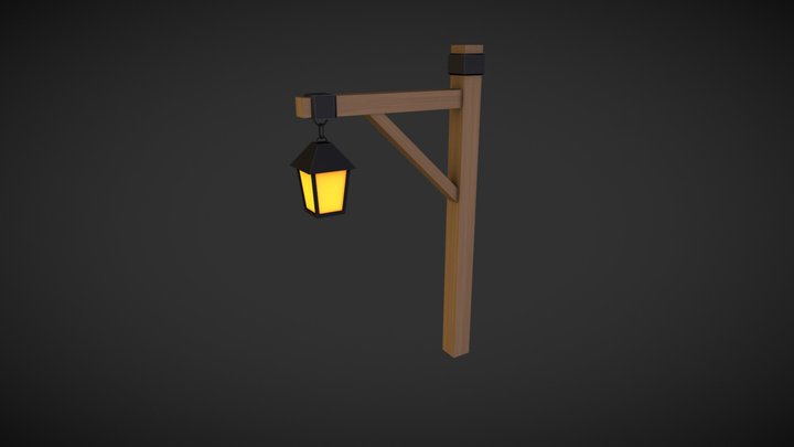 Stylized Wooden Lantern 3D Model