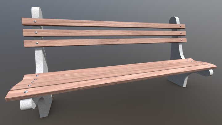 Concrete Bench 3D Model
