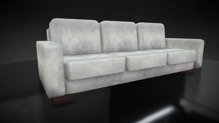 Three Seat Sofa | Low poly 3D Model