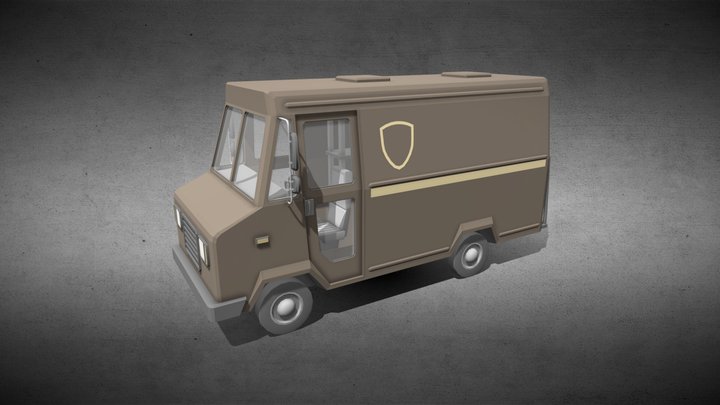Low-Poly Delivery van Car 3D Model