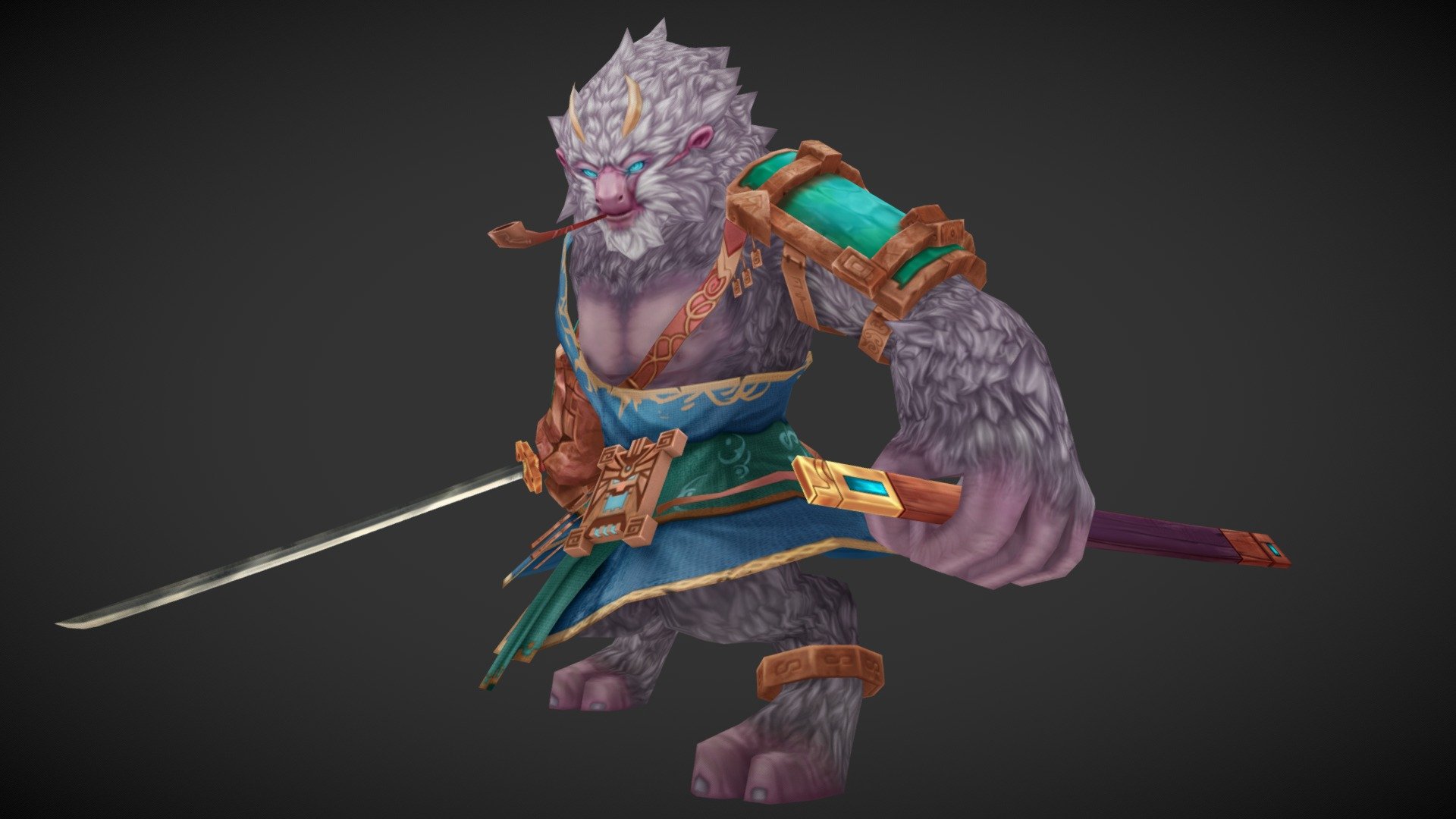 Monkey Warrior lowpoly Handpaint study - 3D model by BitBot Studio ...